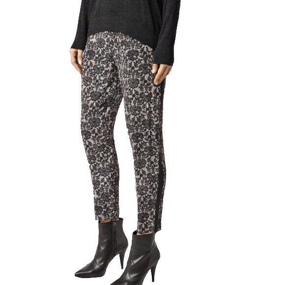 Allsaints Helena Mercury  Silk Floral Print Trouser Pants Pockets Size 6 - Picture 1 of 10